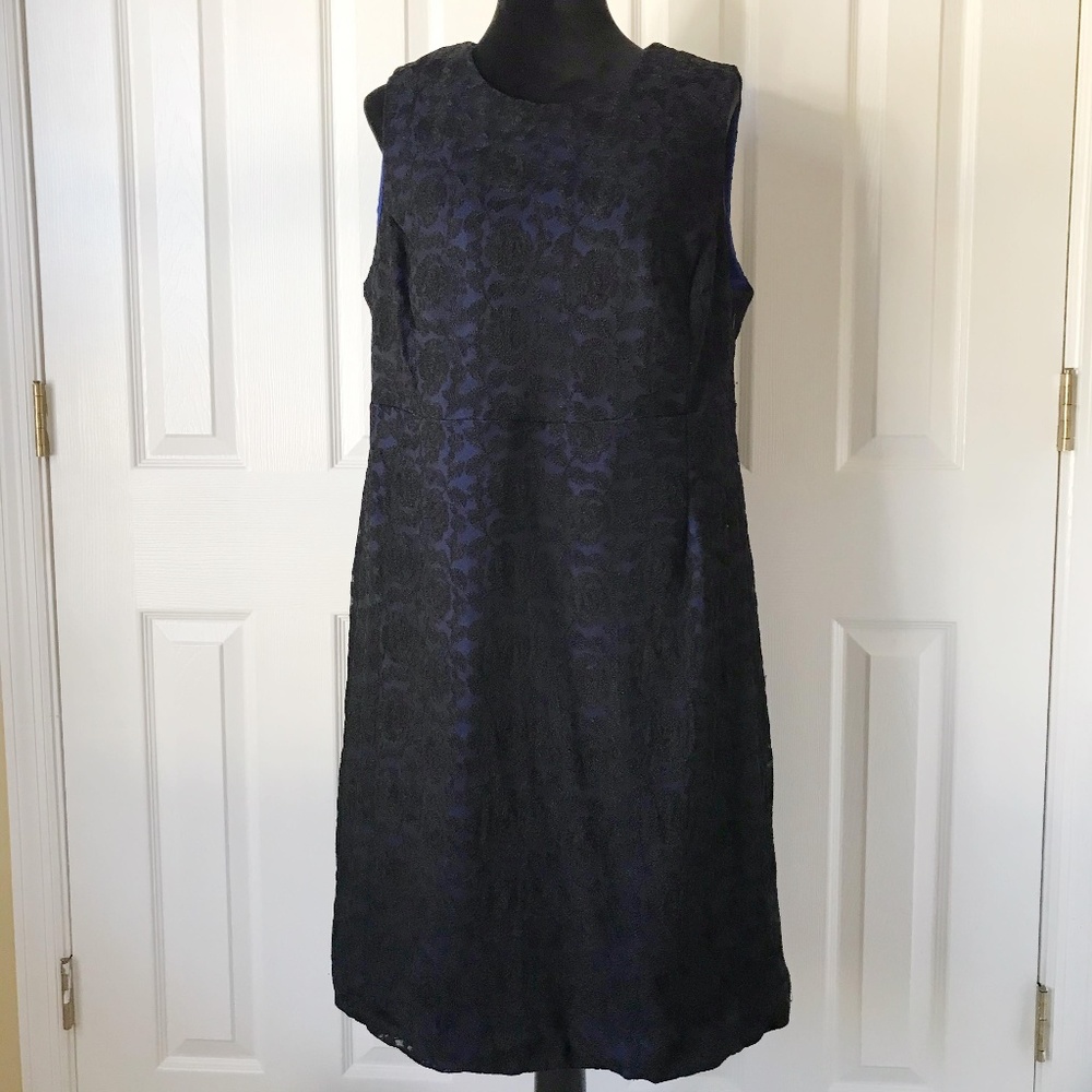 Lands' End Black Lace & Navy Dress Size 18W